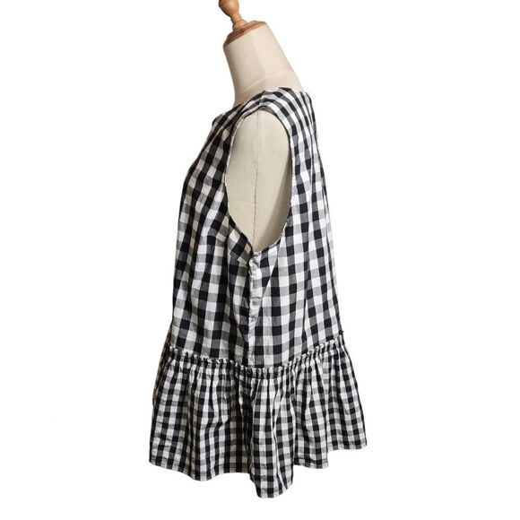 Time And Tru Gingham Black and White Checkered Women's Blouse Top - Picture 3 of 7